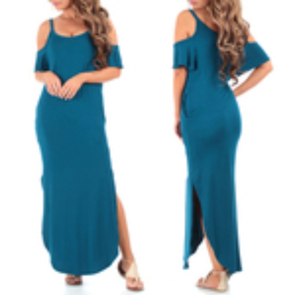 Cold Shoulder Maxi Dress with Pockets Maternity